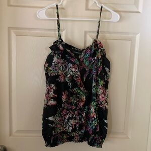 Lane Bryant Black and Pink Ruffled Camisole